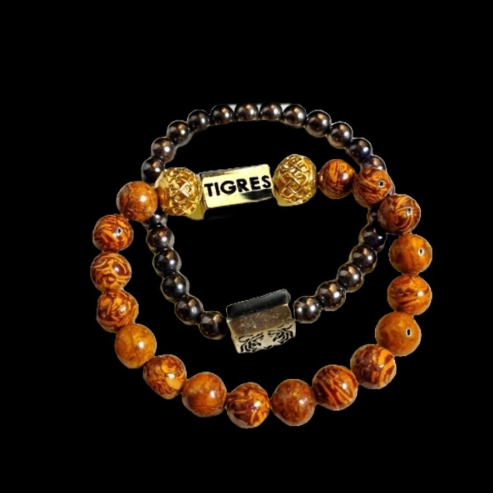 Title: Tigres Bisutería Fina Hematite & Tiger’s Eye Men’s Bracelet  Description: